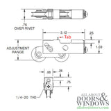 Tandem Sliding Door Roller - 1-1/2 Inch Steel - Concave | Patio Door Parts