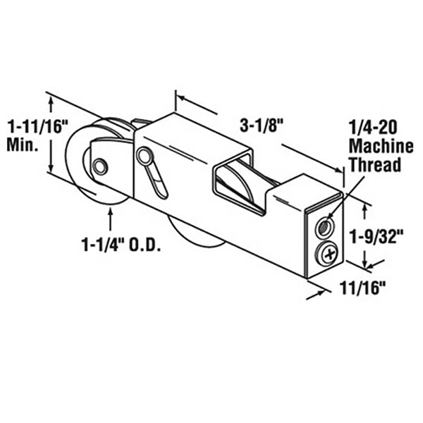 Tandem Sliding Door Roller - 1-1/4 Inch Nylon - Concave | Patio Door Parts