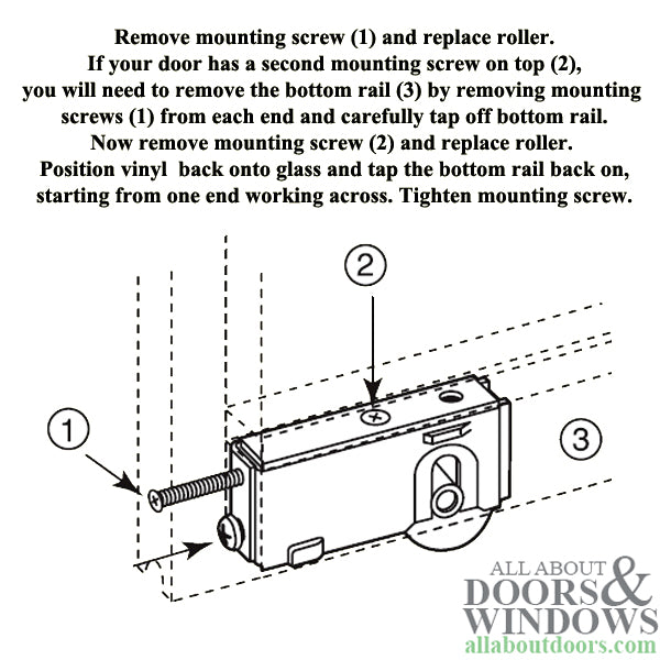 Sliding Door Roller Installation Screw | Patio Door Parts