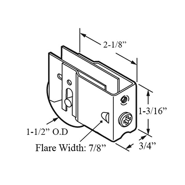 Sliding Door Roller - 1-1/2 Inch Steel - Concave | Patio Door Parts