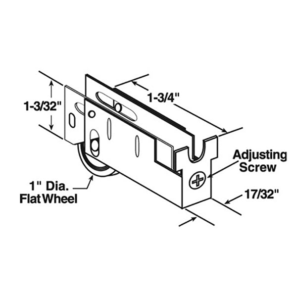 Sliding Door Roller - 1 Inch Steel - Flat | Patio Door Parts
