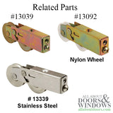 Tandem Sliding Door Roller - 1-1/2 Inch Stainless Steel - Concave | Patio Door Parts