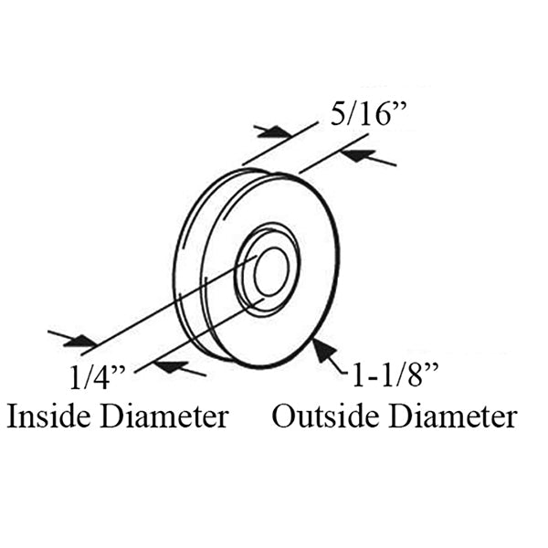 Sliding Door Wheel - 1-1/8 Inch Steel - Concave | Patio Door Parts