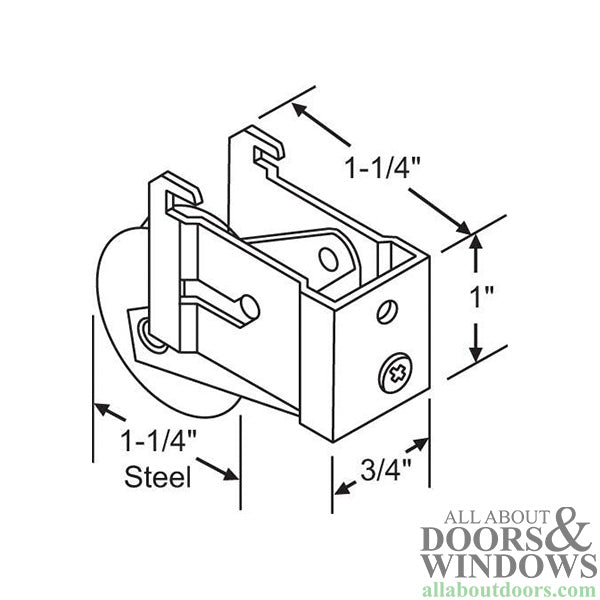 Sliding Door Roller - 1-1/4 Inch Steel - center grooved | Patio Door Parts