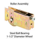 Sliding Door Roller - 1-1/2 Inch Steel - Concave | Patio Door Parts