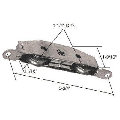 Tandem Sliding Door Roller - 1-1/4 Inch Stainless Steel - Concave | Patio Door Parts
