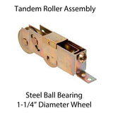 Tandem Sliding Door Roller - 1-1/4 Inch Steel - Concave | Patio Door Parts