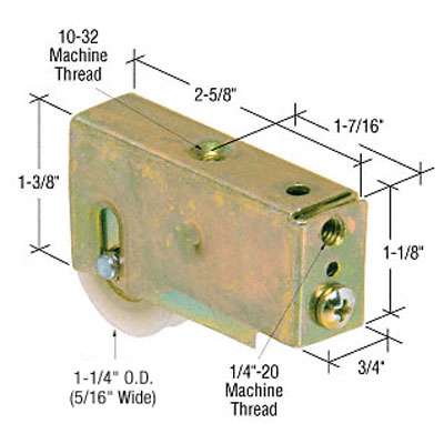 Sliding Door Roller - 1-1/4 Inch Nylon - Concave | Patio Door Parts