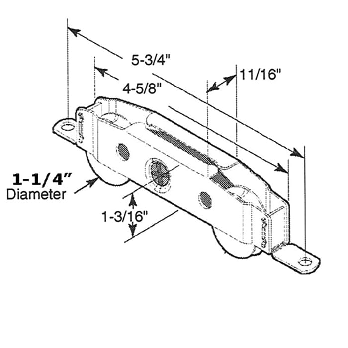 Tandem Sliding Door Roller - 1-1/4 Inch Steel | Patio Door Parts