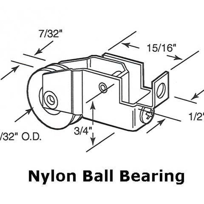 Sliding Door Roller - 27/32 Inch Nylon - Grooved | Patio Door Parts