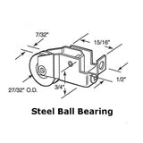 Sliding Door Roller - 27/32 Inch Steel - Grooved | Patio Door Parts