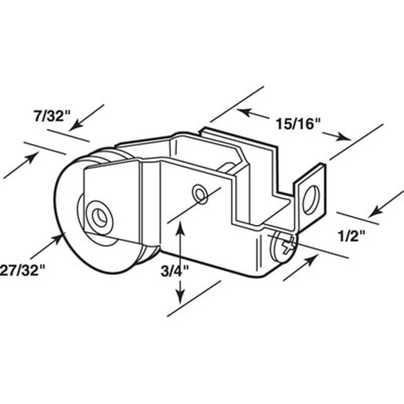 Sliding Door Roller - 27/32 Inch Nylon - Grooved | Patio Door Parts