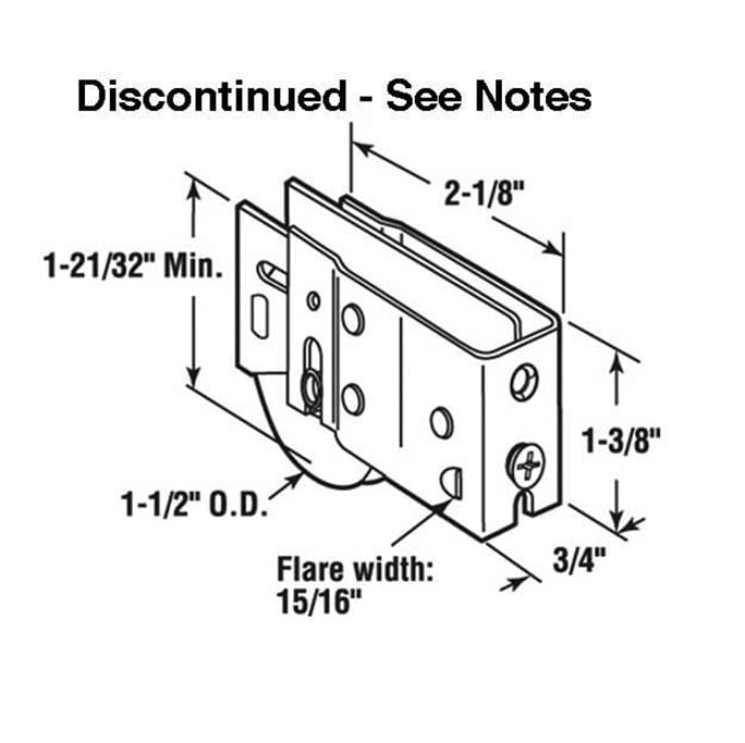 Sliding Door Roller - 1-1/2 Inch Steel - Concave | Patio Door Parts
