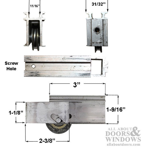 Sliding Door Roller - 1-7/16 Inch Aluminum | Patio Door Parts