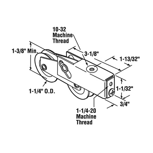 Tandem Sliding Door Roller - 1-1/4 Inch Nylon - Concave | Patio Door Parts