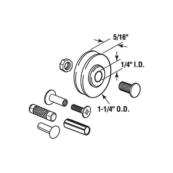Sliding Door Roller - 1-1/4 Inch Steel - Concave | Patio Door Parts