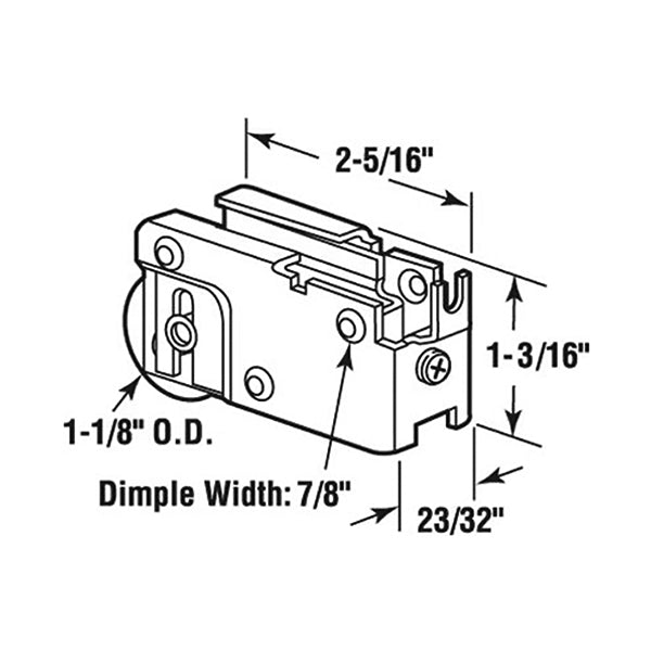Sliding Door Roller - 1-1/8 Inch Steel - Concave | Patio Door Parts