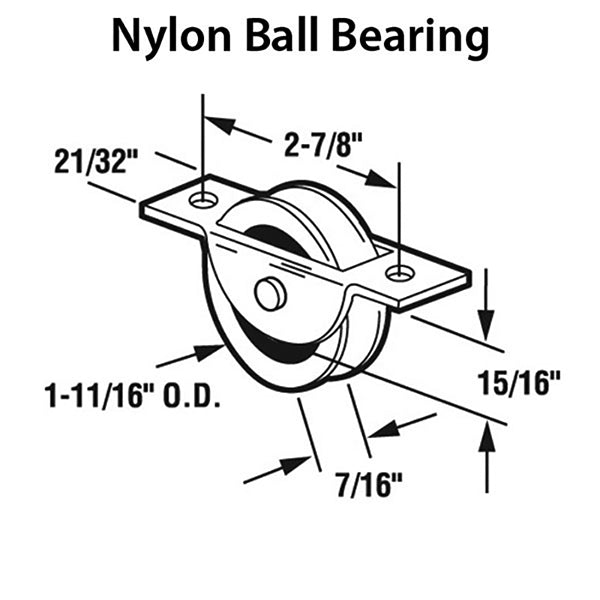 Sliding Door Roller - 1-11/16 Inch Nylon - Concave | Patio Door Parts