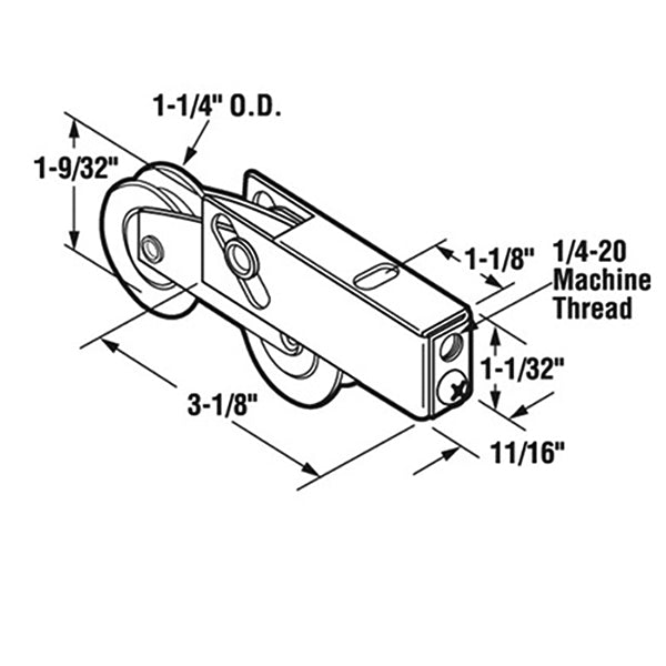 Tandem Sliding Door Roller - 1-1/4 Inch Steel - Concave | Patio Door Parts