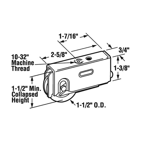 Sliding Door Roller - 1-1/2 Inch Steel - Concave | Patio Door Parts