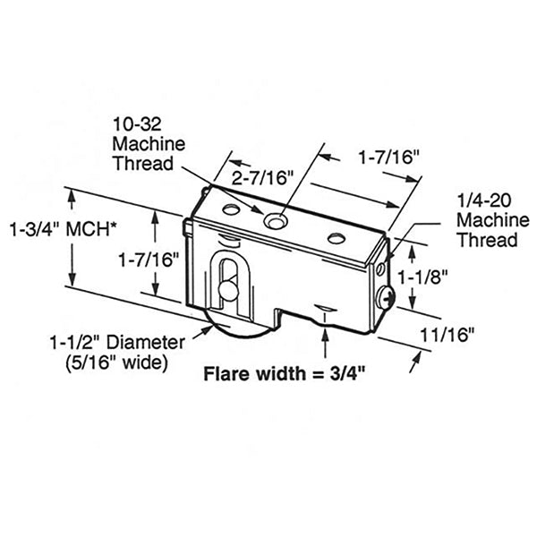 Sliding Door Roller - 1-1/2 Inch Steel - Concave | Patio Door Parts