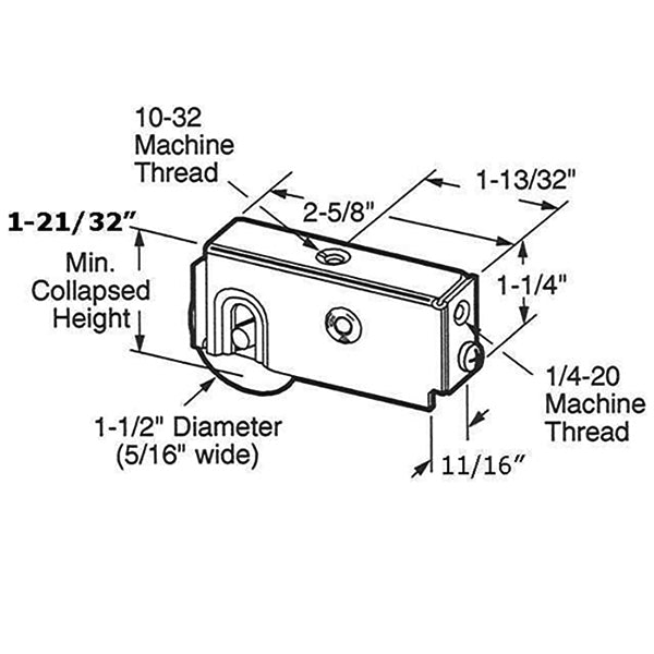 Sliding Door Roller - 1-1/2 Inch Nylon - Concave | Patio Door Parts