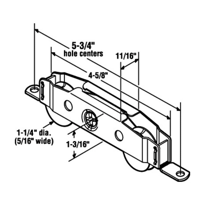Tandem Sliding Door Roller - 1-1/4 Inch Stainless Steel - Concave | Patio Door Parts