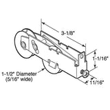 Tandem Sliding Door Roller - 1-1/2 Inch Steel - Concave | Patio Door Parts