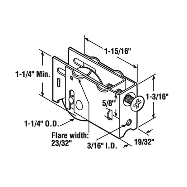 Sliding Door Roller - 1-1/4 Inch Steel - Concave | Patio Door Parts