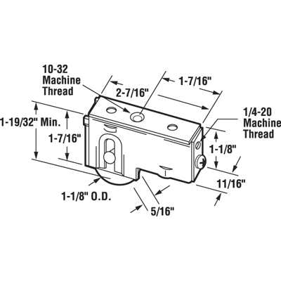 Sliding Door Roller - 1-1/8 Inch Steel - Concave | Patio Door Parts