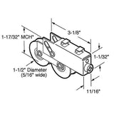 Tandem Sliding Door Roller - 1-1/2 Inch Steel - Concave | Patio Door Parts