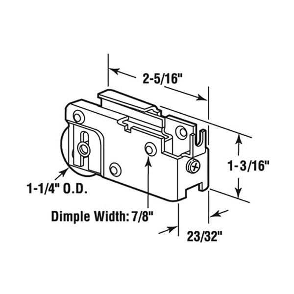 Sliding Door Roller - 1-1/4 Inch Steel - Concave | Patio Door Parts