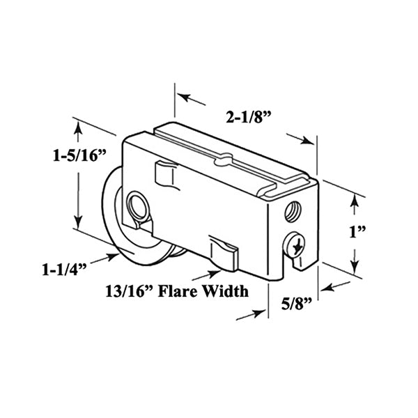 Sliding Door Roller - 1-1/4 Inch Nylon - Concave | Patio Door Parts