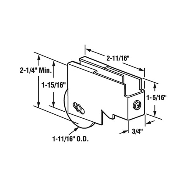 Sliding Door Roller - 1-11/16 Inch Nylon - Concave | Patio Door Parts