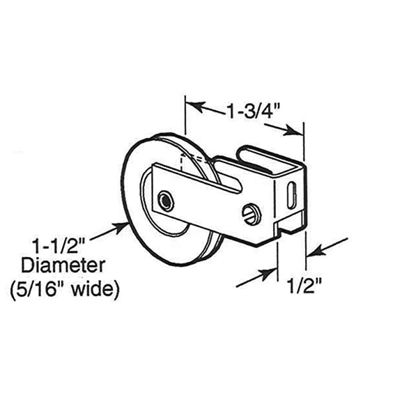 Sliding Door Roller - 1-1/2 Inch Nylon - Concave | Patio Door Parts