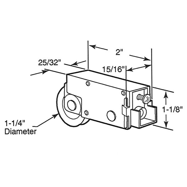 Sliding Door Roller - 1-1/4 Inch Steel - Concave | Patio Door Parts