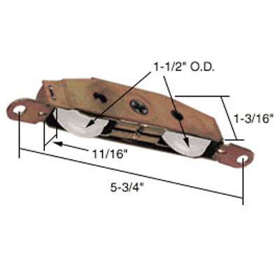 Tandem Sliding Door Roller - 1-1/2 Inch Nylon - Concave | Patio Door Parts