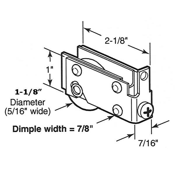 Sliding Door Roller - 1-1/8 Inch Steel - Concave | Patio Door Parts
