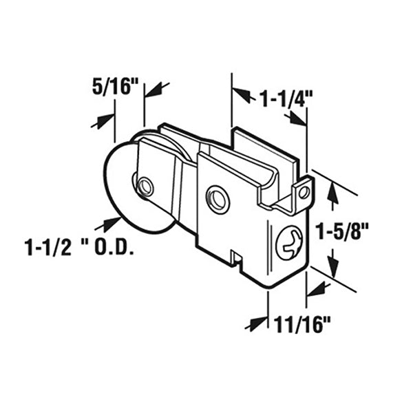 Sliding Door Roller - 1-1/2 Inch Steel - Concave | Patio Door Parts
