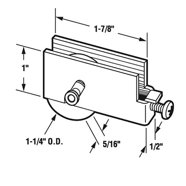 Sliding Door Roller - 1-1/4 Inch Steel - Concave | Patio Door Parts