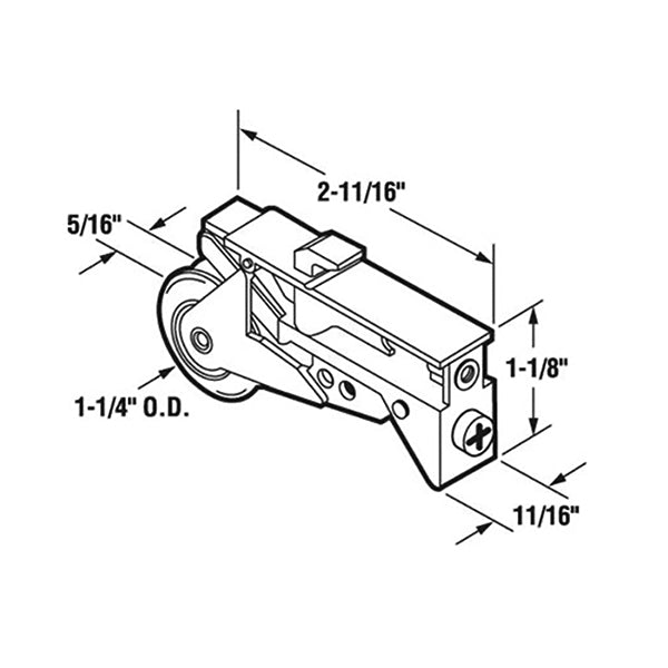 Sliding Door Roller - 1-1/4 Inch Steel - Concave | Patio Door Parts