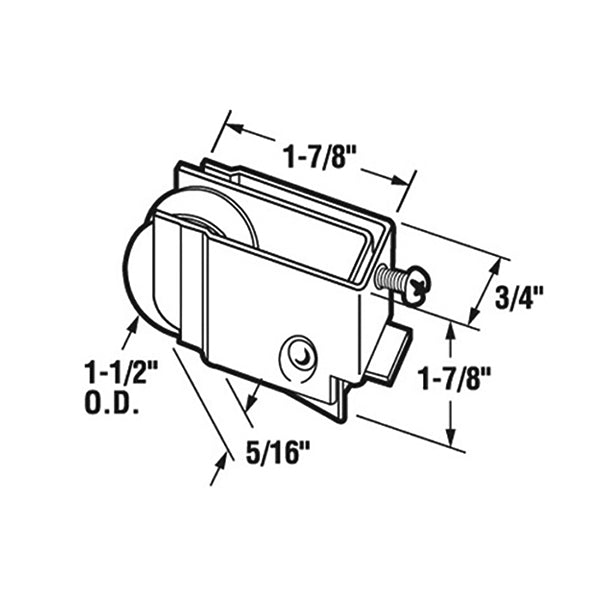 Sliding Door Roller - 1-1/2 Inch Steel - Concave | Patio Door Parts