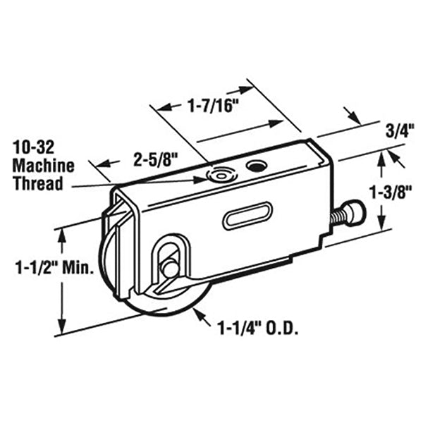 Sliding Door Roller - 1-1/4 Inch Steel - Concave | Patio Door Parts