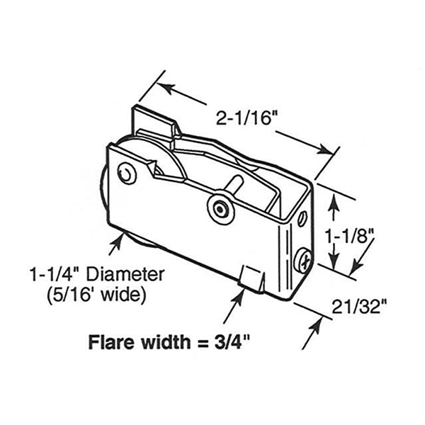 Sliding Door Roller - 1-1/4 Inch Steel - Concave | Patio Door Parts