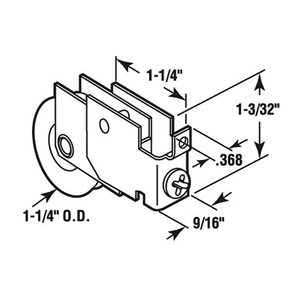 Sliding Door Roller - 1-1/4 Inch Steel - Concave | Patio Door Parts