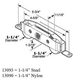 Tandem Sliding Door Roller - 1-1/4 Inch Steel - Concave | Patio Door Parts