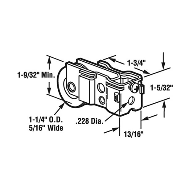 Sliding Door Roller - 1-1/4 Inch Steel - Concave | Patio Door Parts