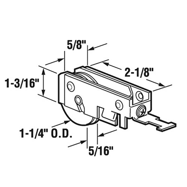Sliding Door Roller - 1-1/4 Inch Nylon - Concave | Patio Door Parts