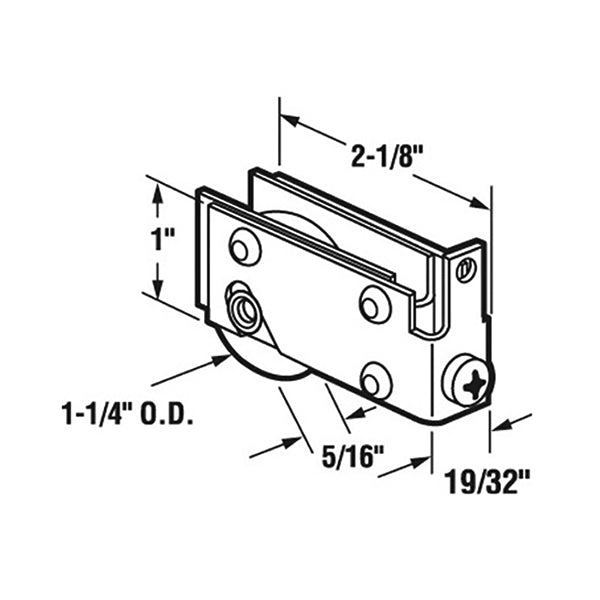 Sliding Door Roller - 1-1/4 Inch Steel - Concave | Patio Door Parts