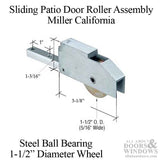 Sliding Door Roller - 1-1/2 Inch Steel - Ball Bearing - Concave | Patio Door Parts